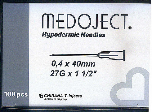 Иглы иньекционные 27g 0,4 x 40 мм Chirana Medoject Словакия