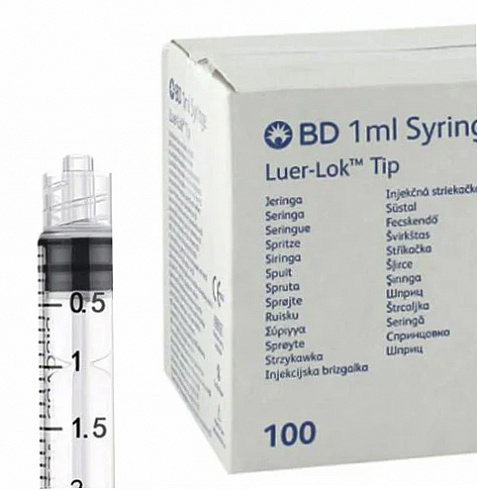 Шприц 1 мл Luer Lok BD без иглы из поликарбоната